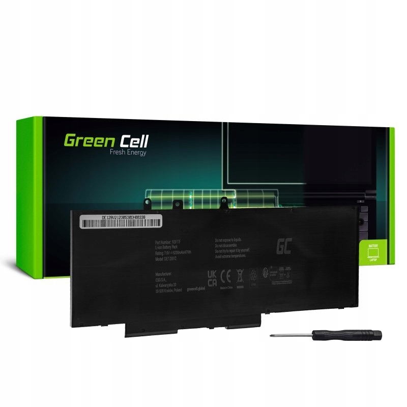 Green Cell Baterie 93FTF Gjknx 7,6V 6200mAh pro Dell Latitude 5290 5490 5580
