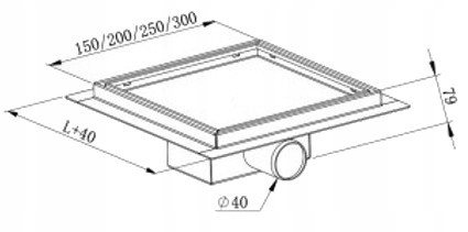 MEXEN FLAT WPUST PODŁOGOWY KWADRATOWY 15x15 ZŁOTY Długość 15 cm