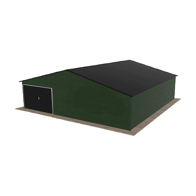 Plechová garáž 9x9 m jednopolohová, dvouspádová, zelená