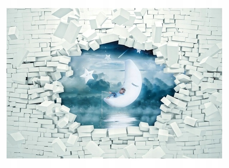 Tapeta Pro Děti Měsíc Vesmír 3D Fototapeta Na Flizelině 254x184