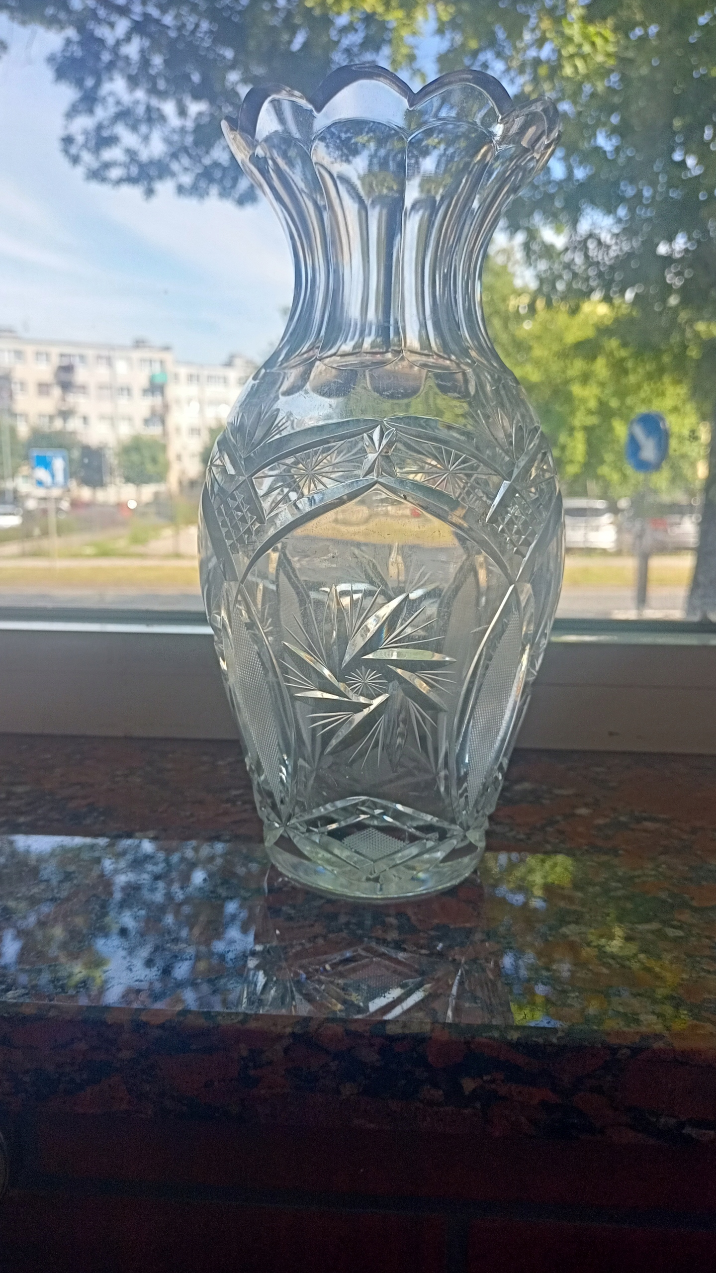 WAZON KRYSZTAŁ SZLIFOWANY HUTA SZCZYTNA ŚLĄSKA LATA 30-TE