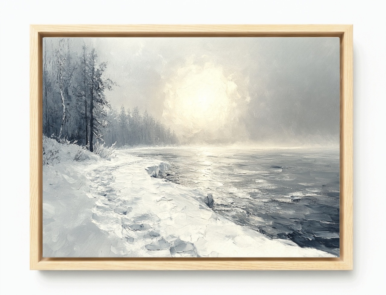 Obraz Rám Americký Box Krajina Pláž Moře Zima Sníh Mráz 100x75