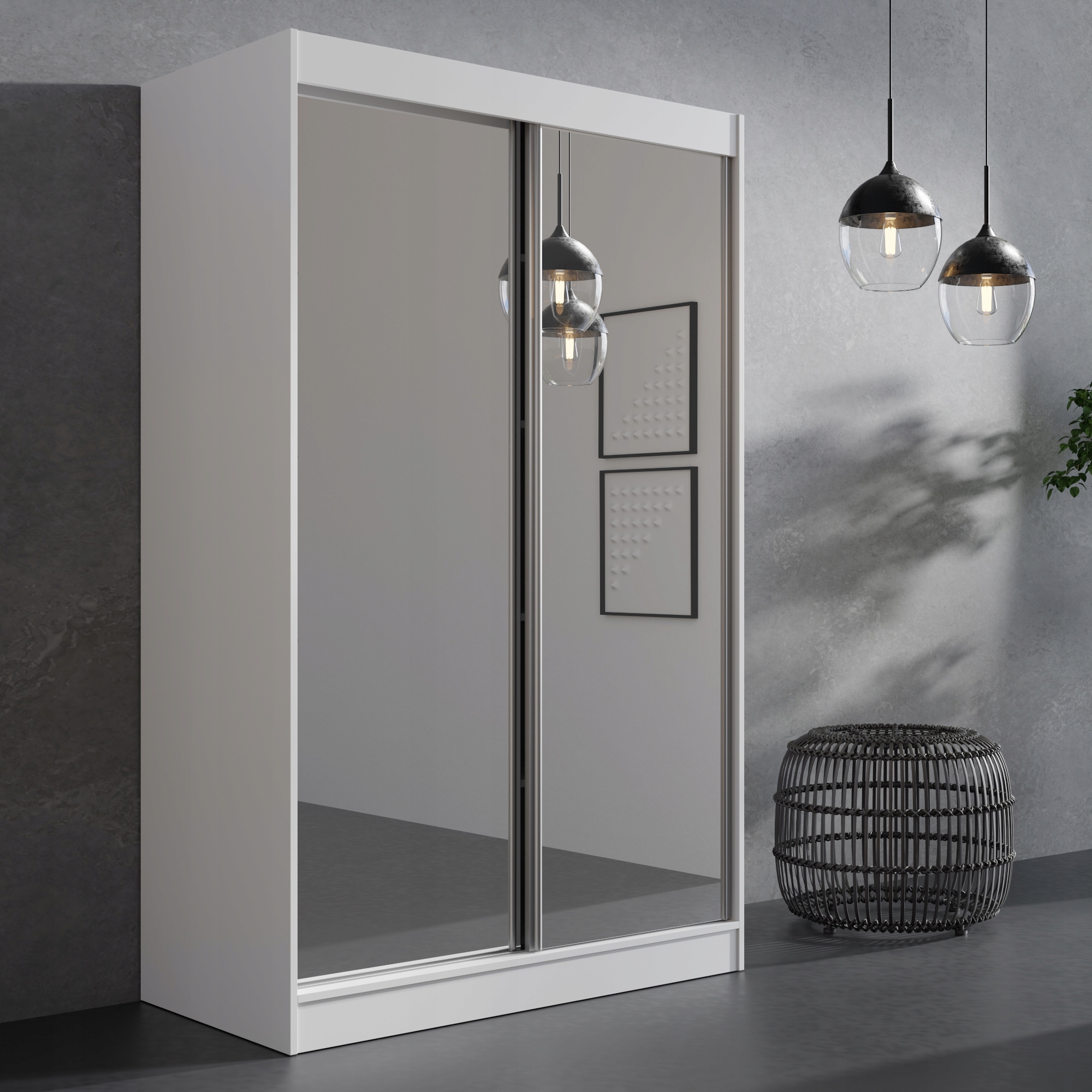 Szafa przesuwna z lustrem Como 2D2L 120 Biała