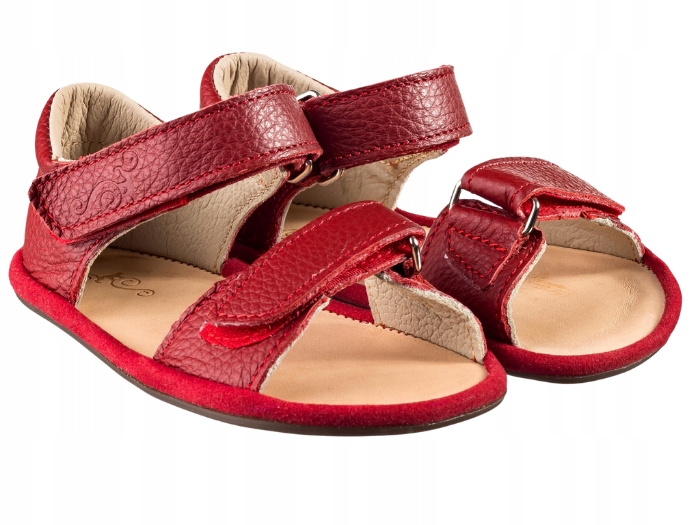 Sandały Dziecięce Barefoot Magical Shoes Kiki Red Czerwone Skórzane R.27
