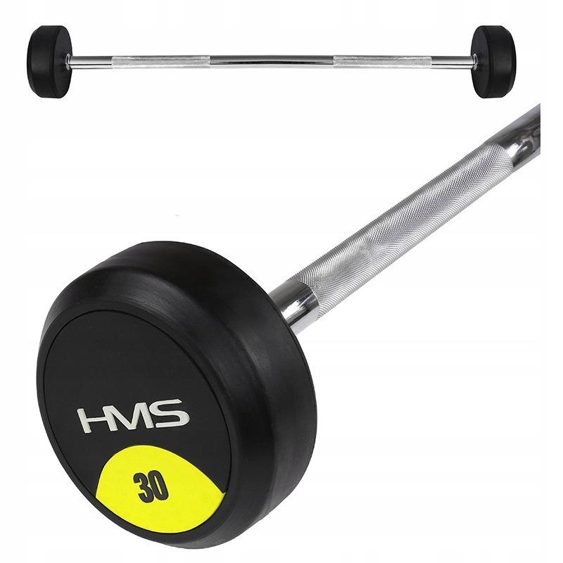 Tyč s pevným zatížením 30 kg pogumovaná rovná osa chromovaná Hms