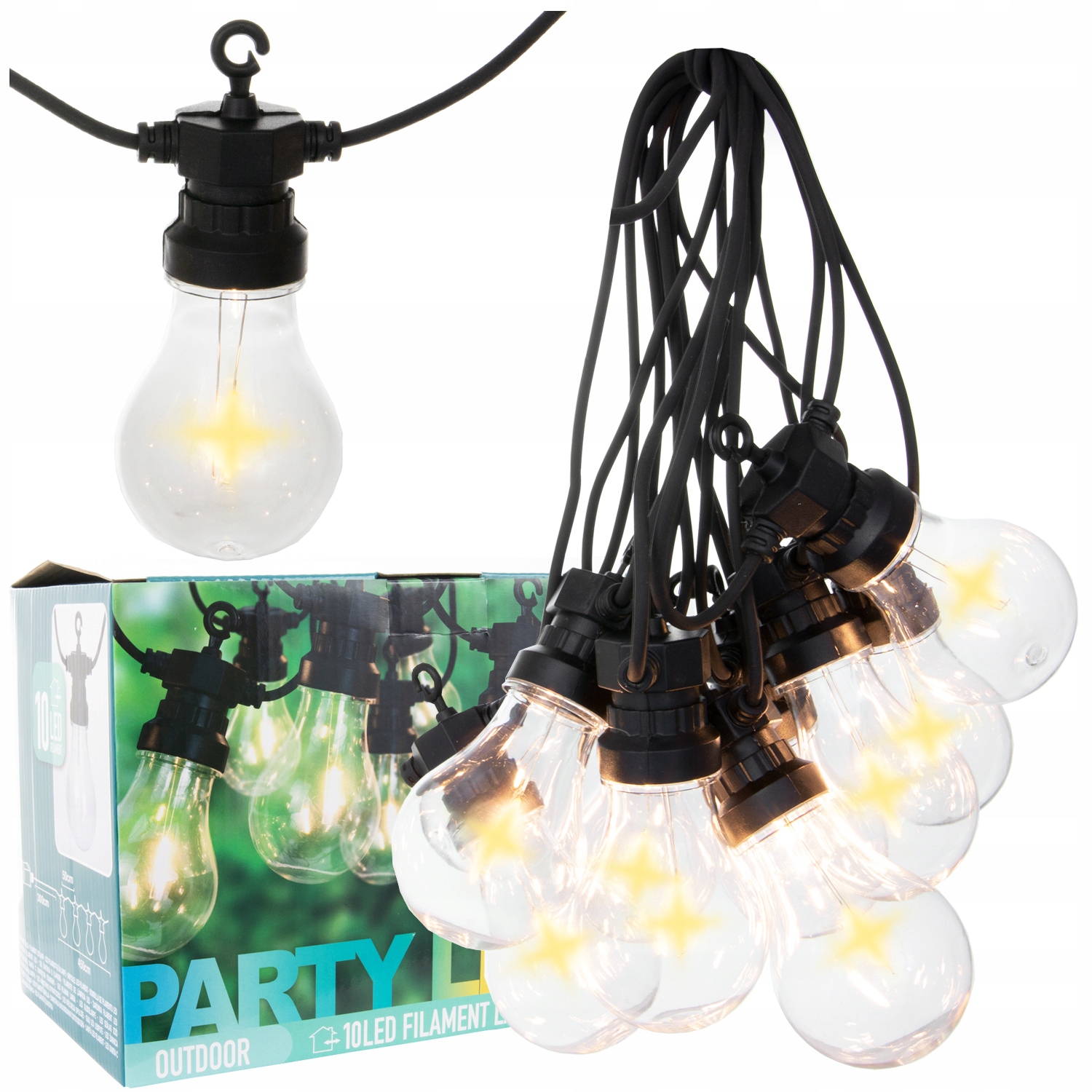 

Girlanda Led Lampki Ogrodowe Łańcuch 20 Kul 12,5m