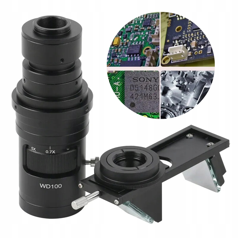Průmyslový Objektiv S Nepřetržitým Zoomem 0,7X-5X C-mount, 3D Adaptér Pro Pcb Smd