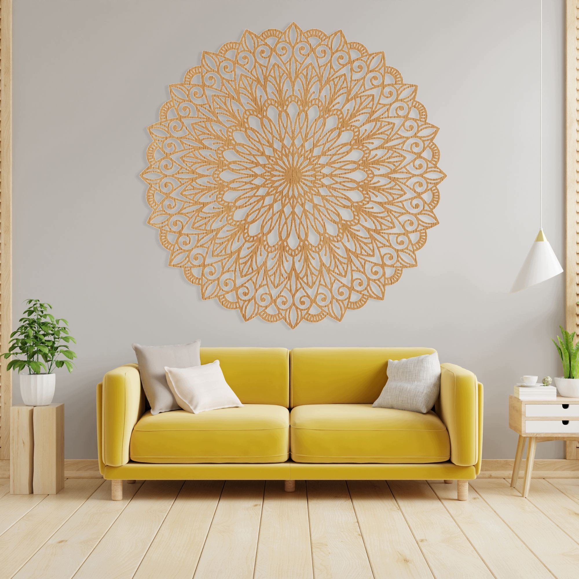 Drewniana mandala na ścianę, dla harmonii w przestrzeni 140 cm Hdf Buk