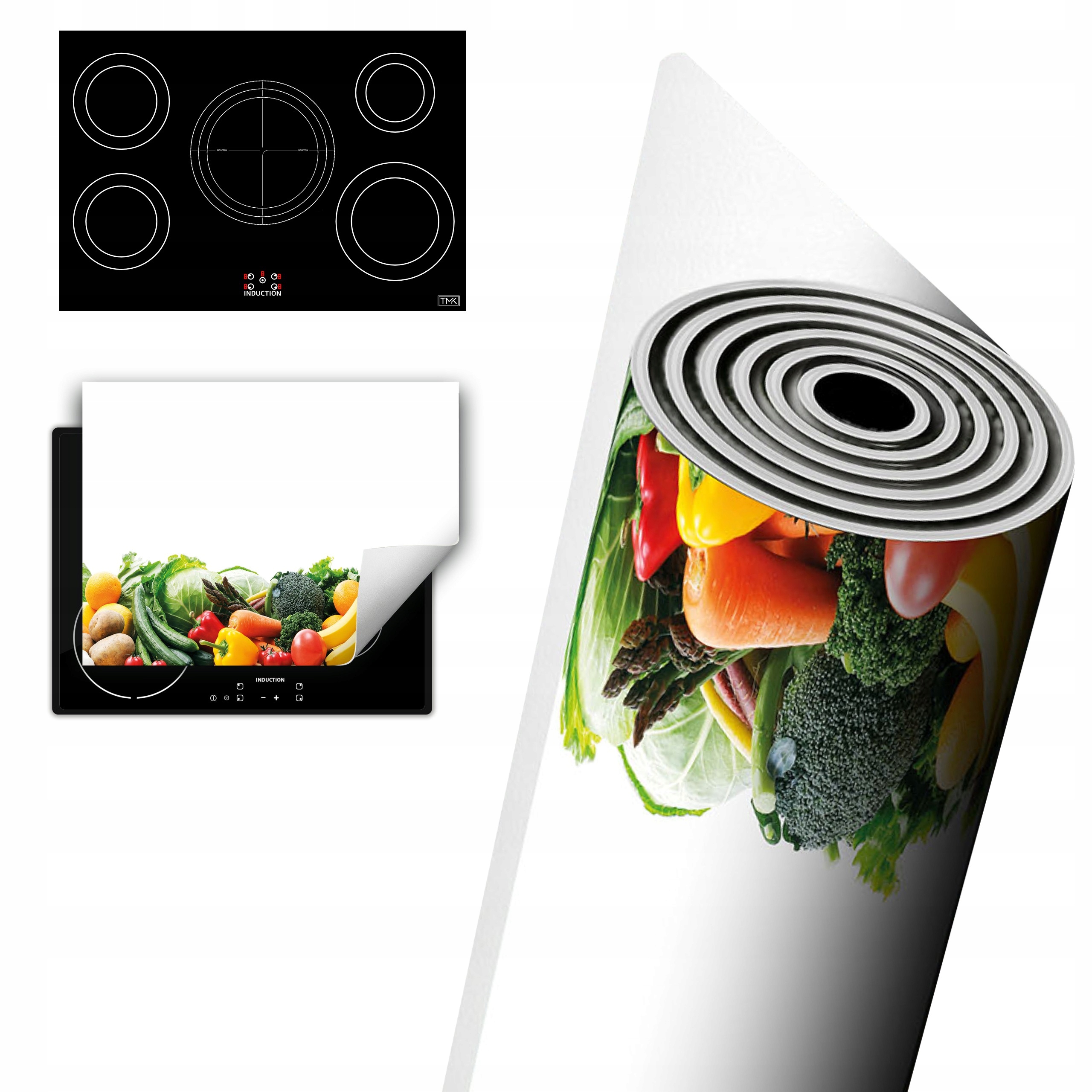 Vinylová Ochrana Na Indukci Pracovní Deska 80x52 bílá zelenina