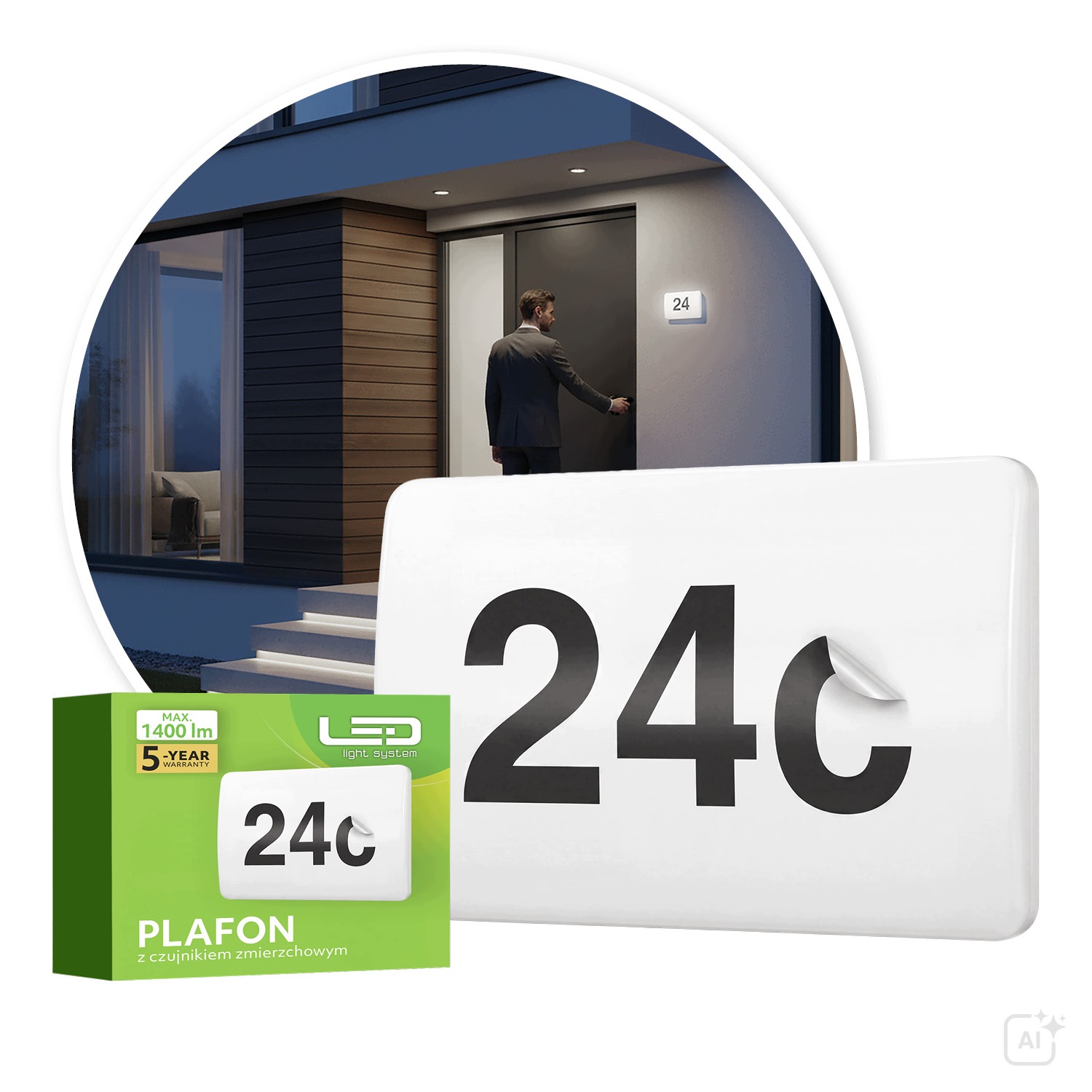 Venkovní lampa Svítidlo Číslo domu Snímač soumraku 5W/7W/10W 4000K IP65