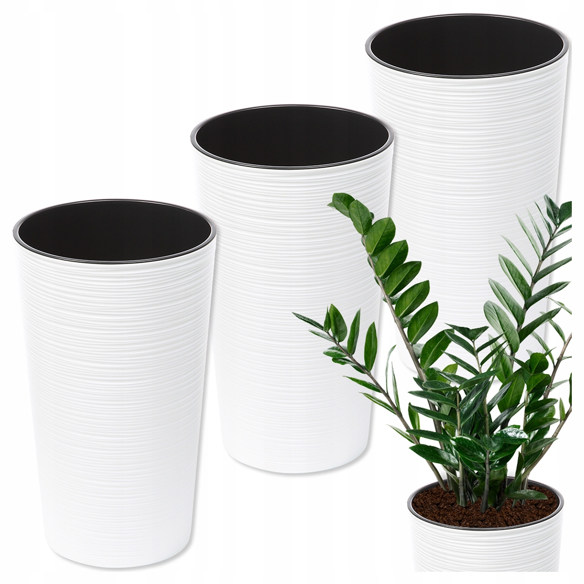 Set 3X Květináč Terasa Balkon Květináč bílý Vložky 57x30