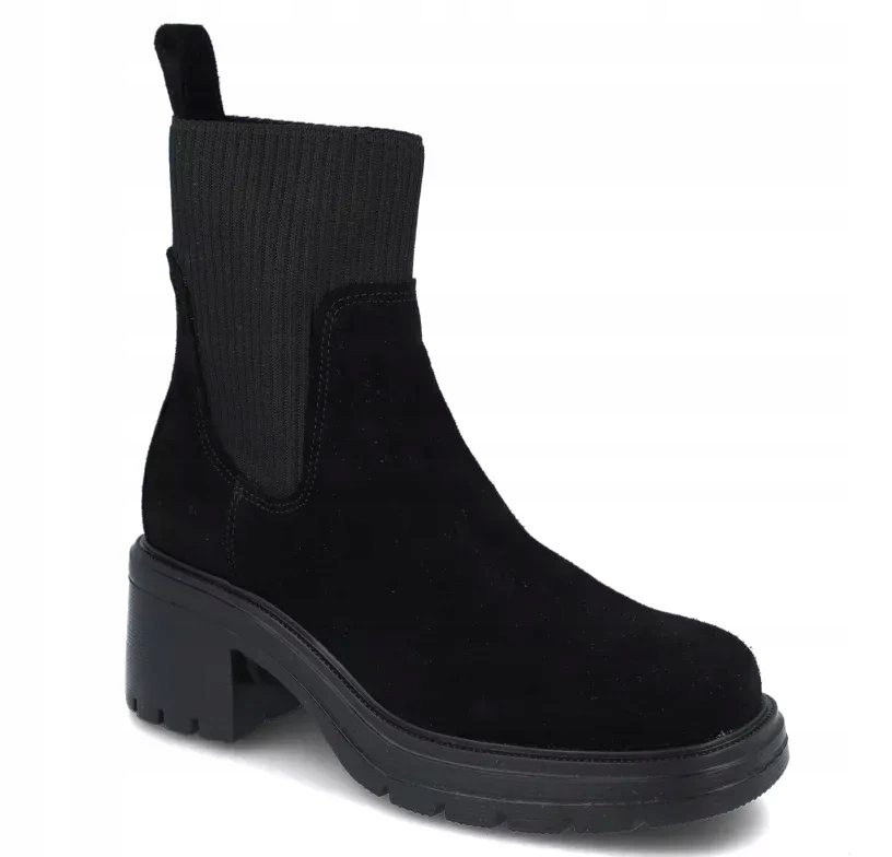 Ryłko 4UY54_ černé kožené kotníkové boty na platformě, lehká podrážka, vel. 41