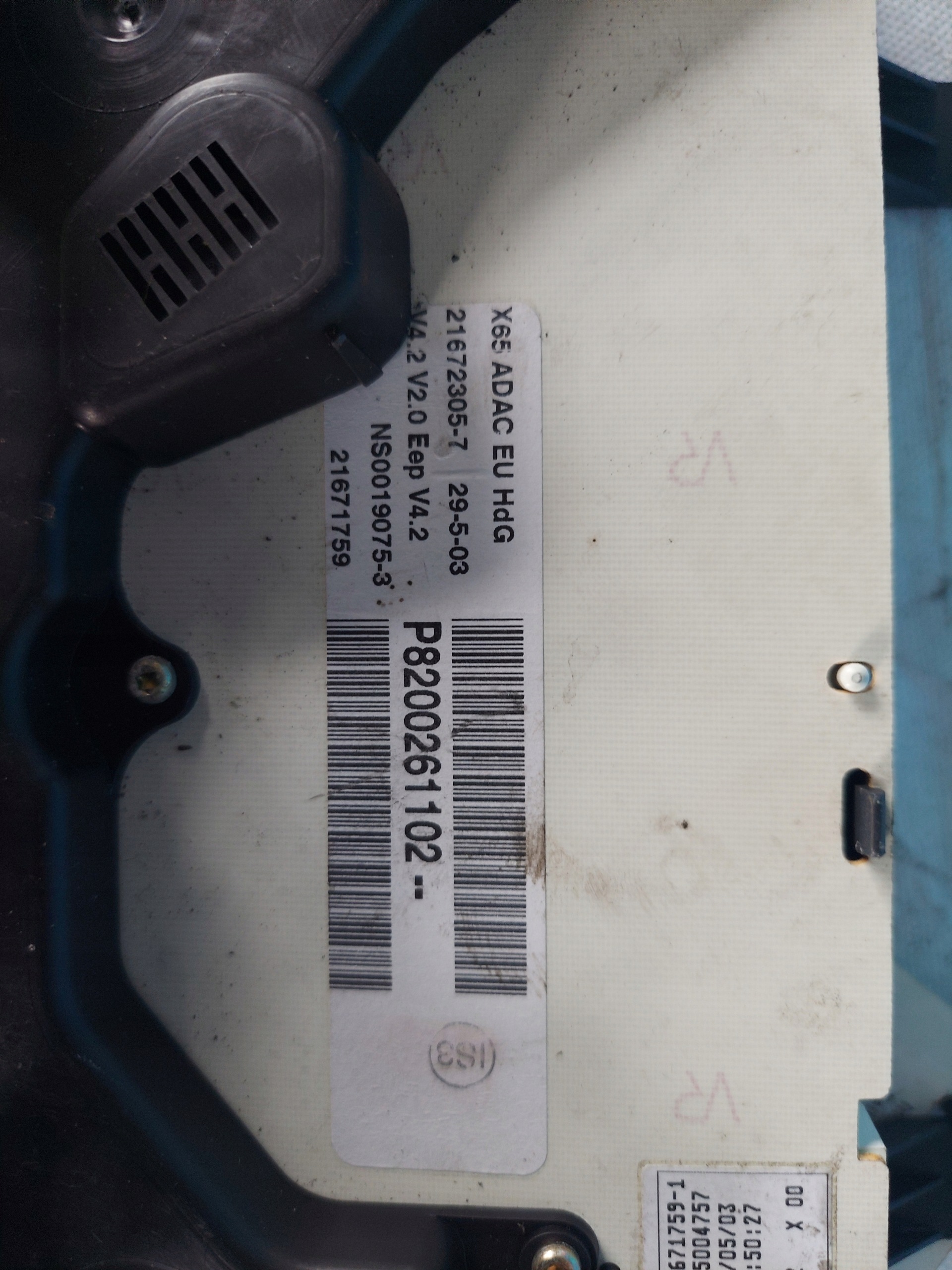 dials clock CLIO II 1.5 DCI P8200261102