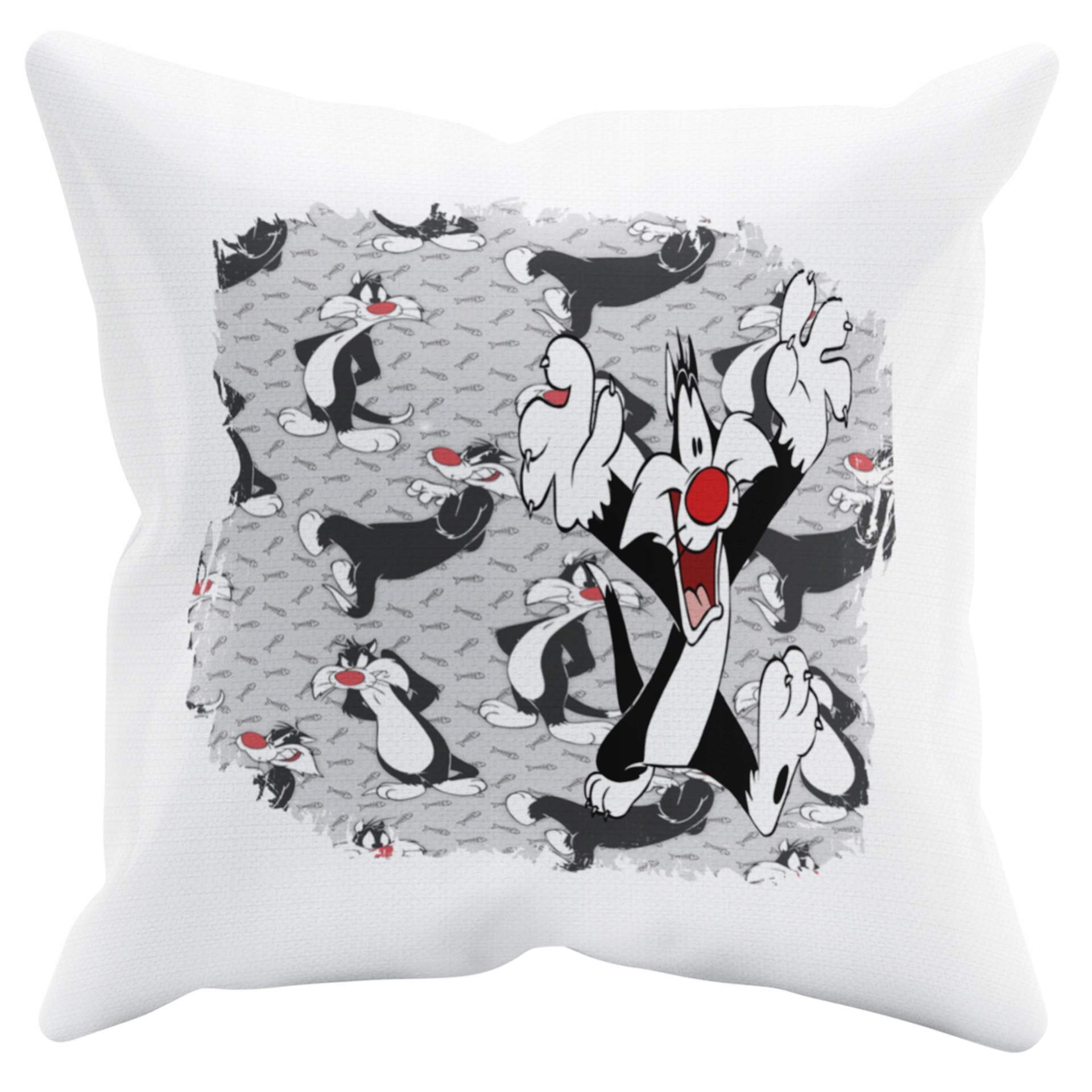 POSZEWKA NA PODUSZKĘ JAŚKA DO PRZEDSZKOLA KOT SYLVESTER + IMIĘ GRATIS Kolor dominujący biel