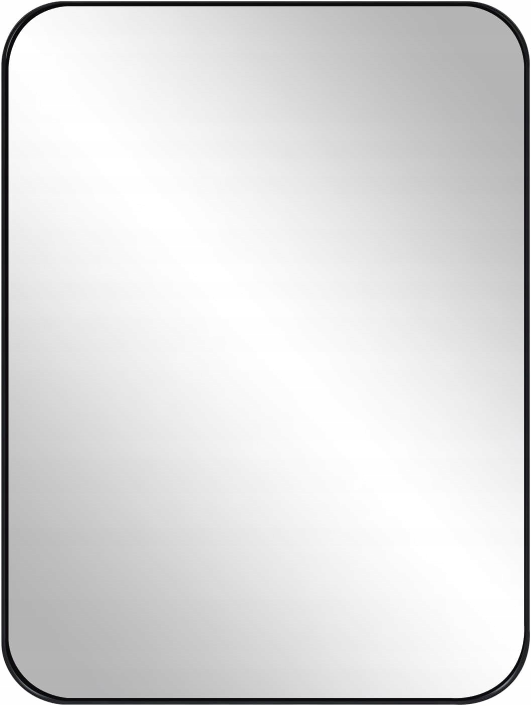 Woltu Lustro Ścienne Wiszące Prostokąt Czarna Metalowa Rama 40 X 30 X 2 CM