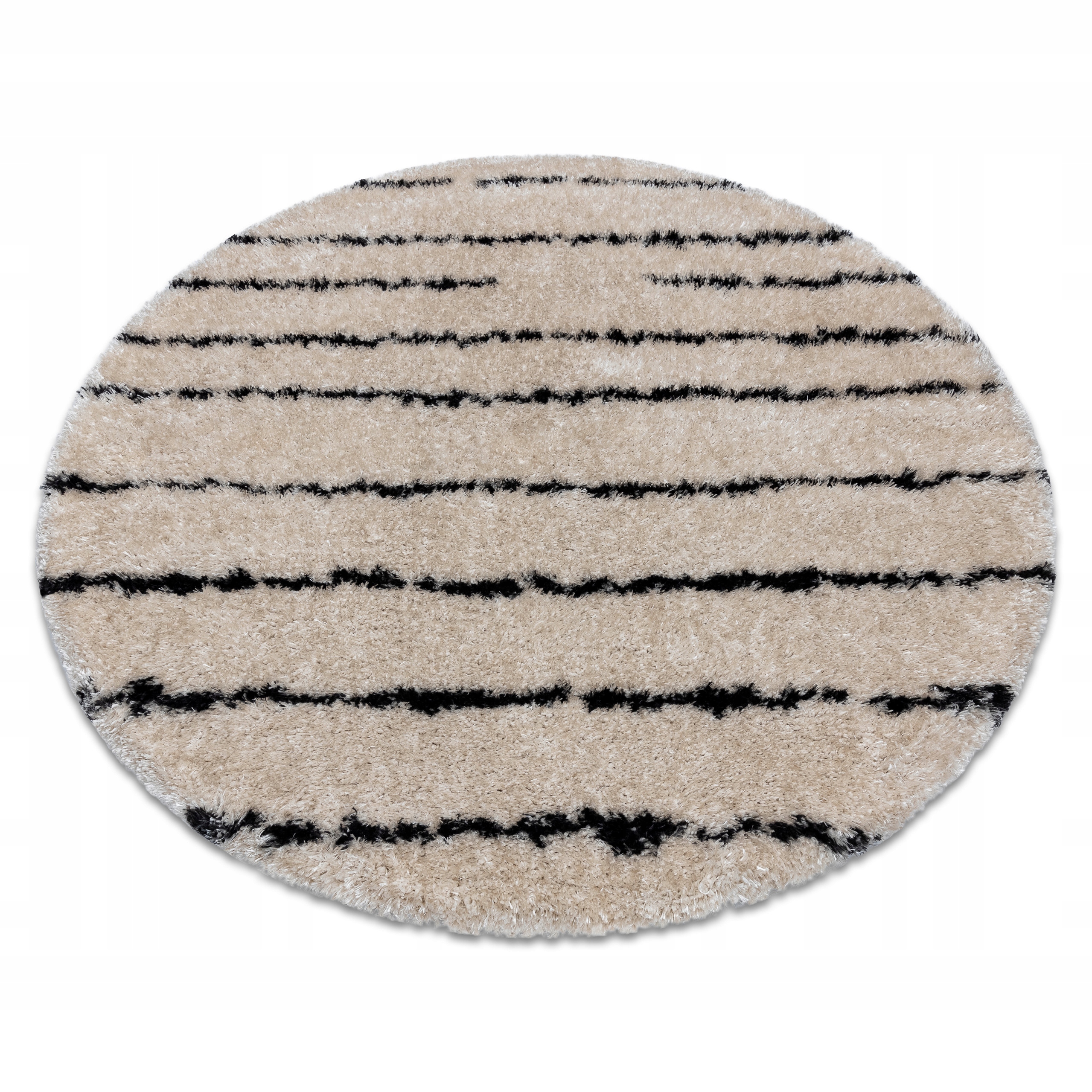 

Dywan Shaggy Fluffy koło 120 cm Paski krem #AF280