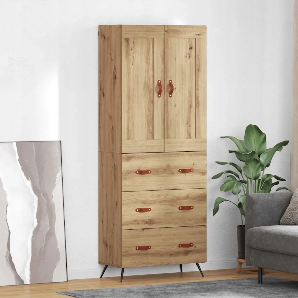 vidaXL Vysoký bufet Artisanový dub 69,5 x 34 x 180 cm kompozitní dřevo