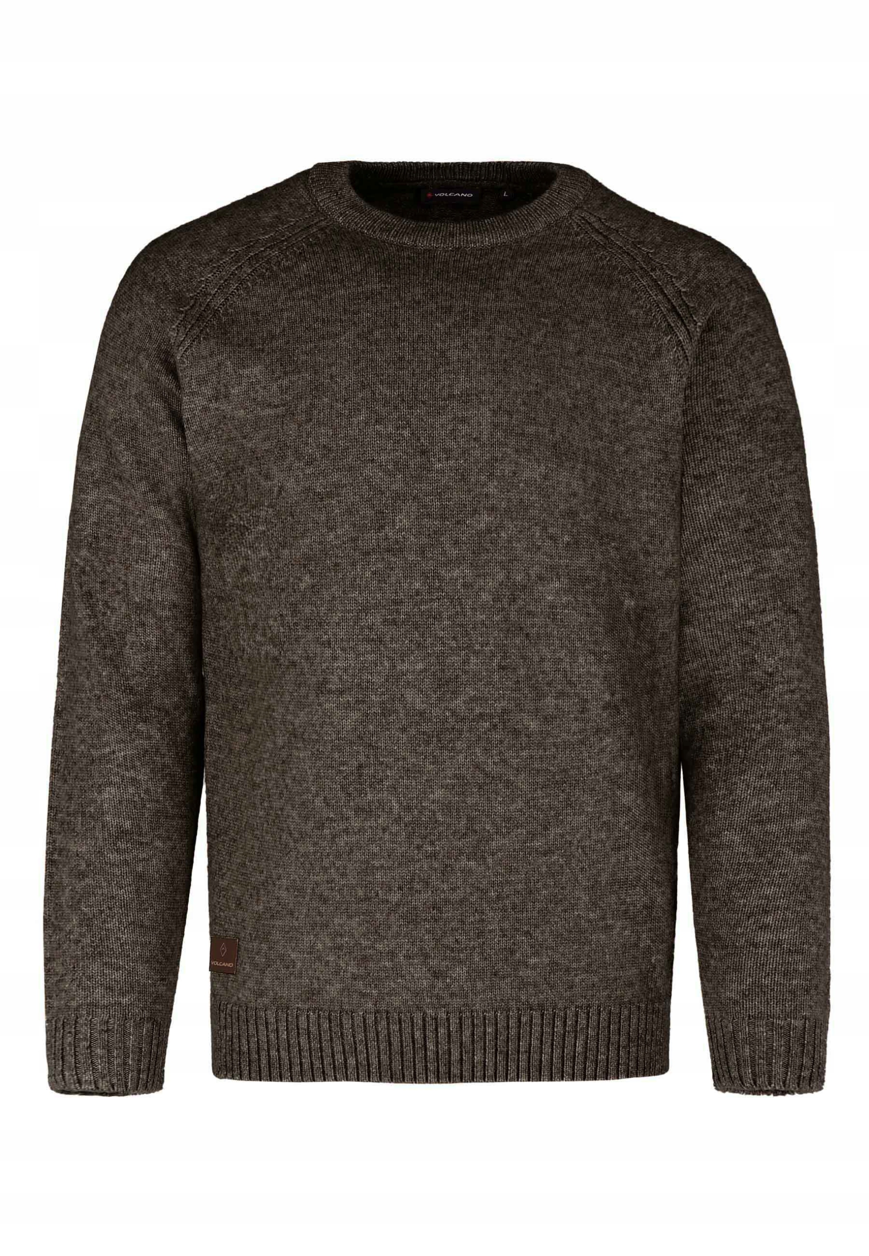 Pánský Svetr S Vlnou Regular Fit Hnědý Volcano S-climb XL