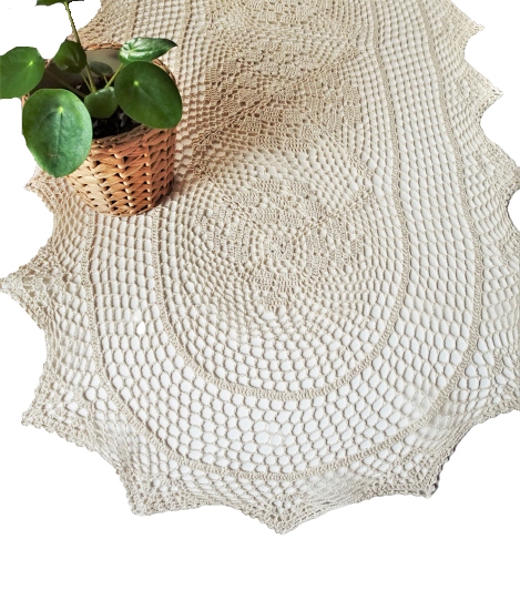 

Bieżnik szydełkowy serweta owal 60x120 Beż
