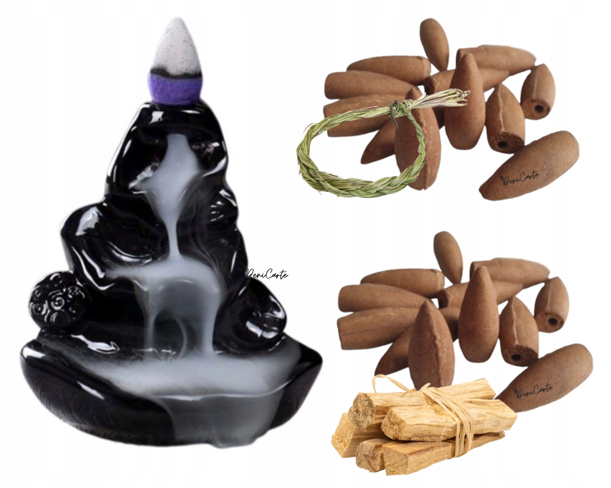 KOMINEK ZAPACHOWY KADZIELNICA BACKFLOW + 24 KADZIDEŁ NATURALNYCH DYM