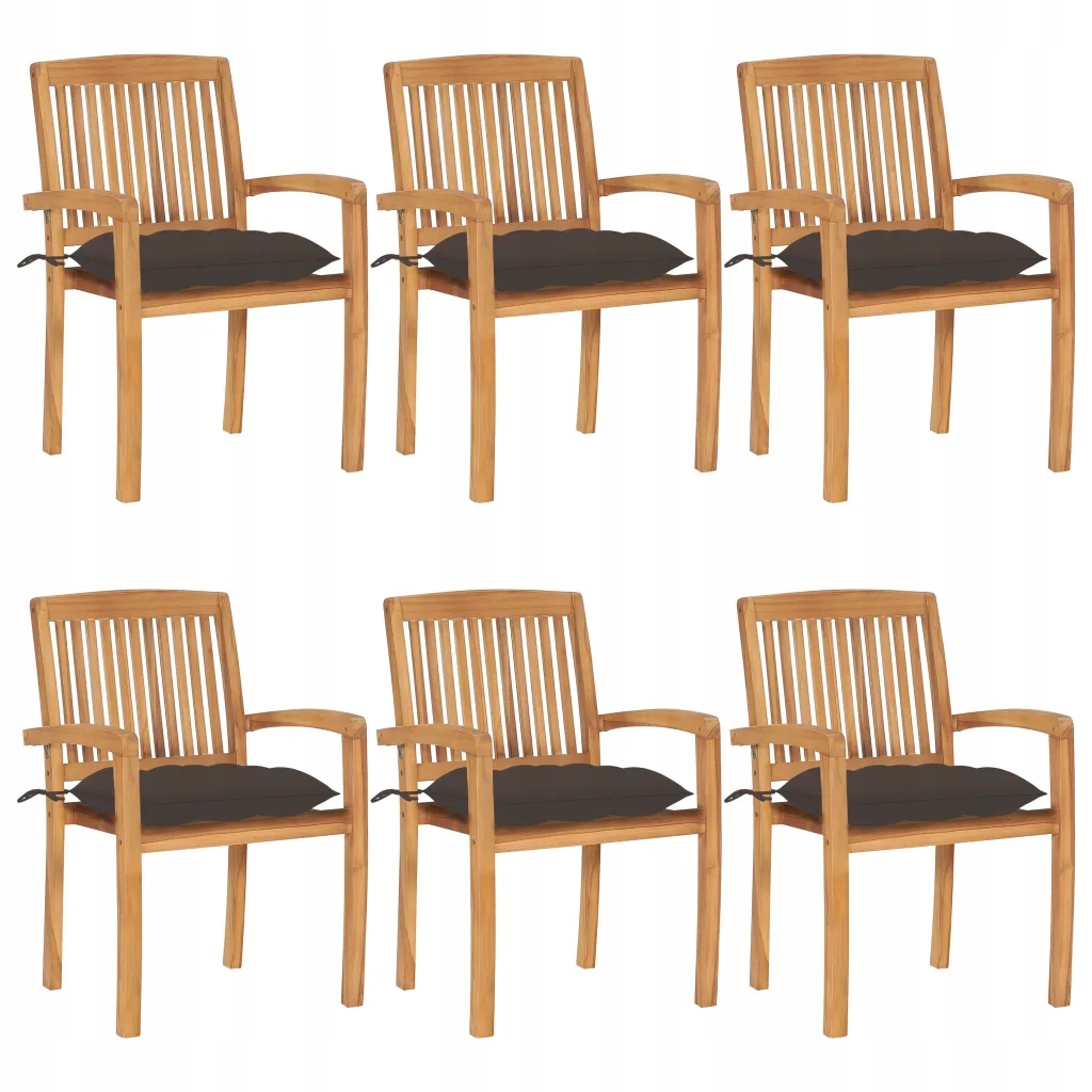 Stohovatelné zahradní židle s poduškami 6 ks masivní teak Hnědošedá 3073275