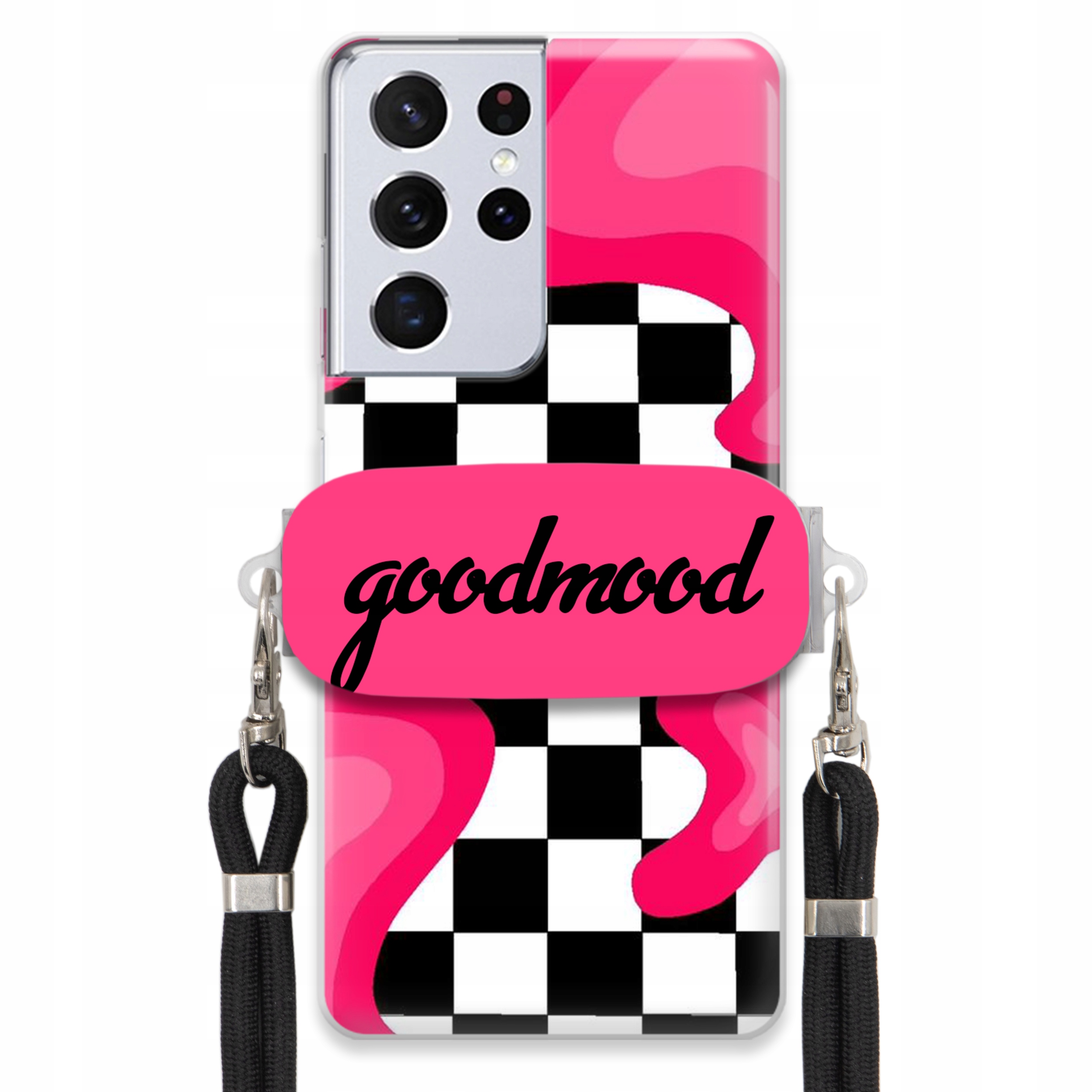 Pouzdro Pro Samsung S21 Ultra 5G Sada Case Držák Na Vodítko Černá Módní Splash