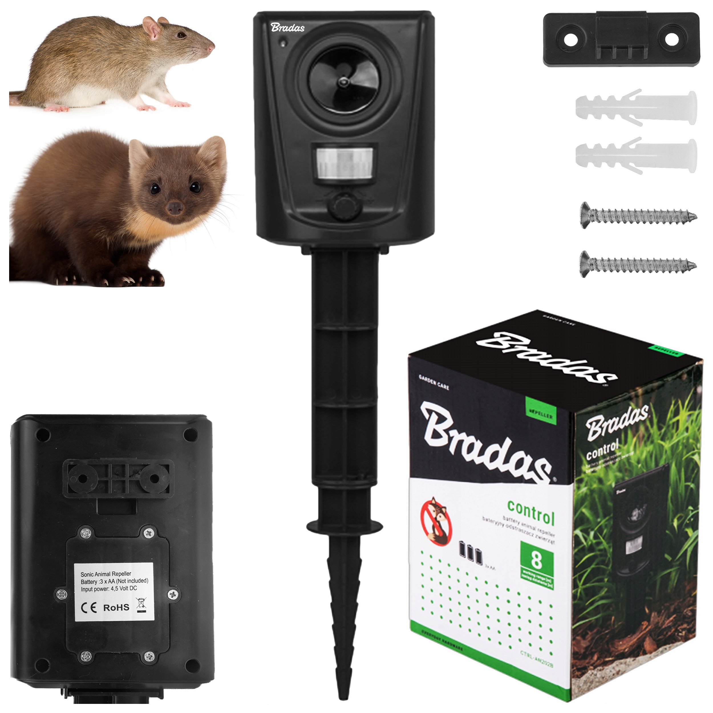 

Solarny Silny Odstraszacz Kretów Kun Czujnik 60kHz