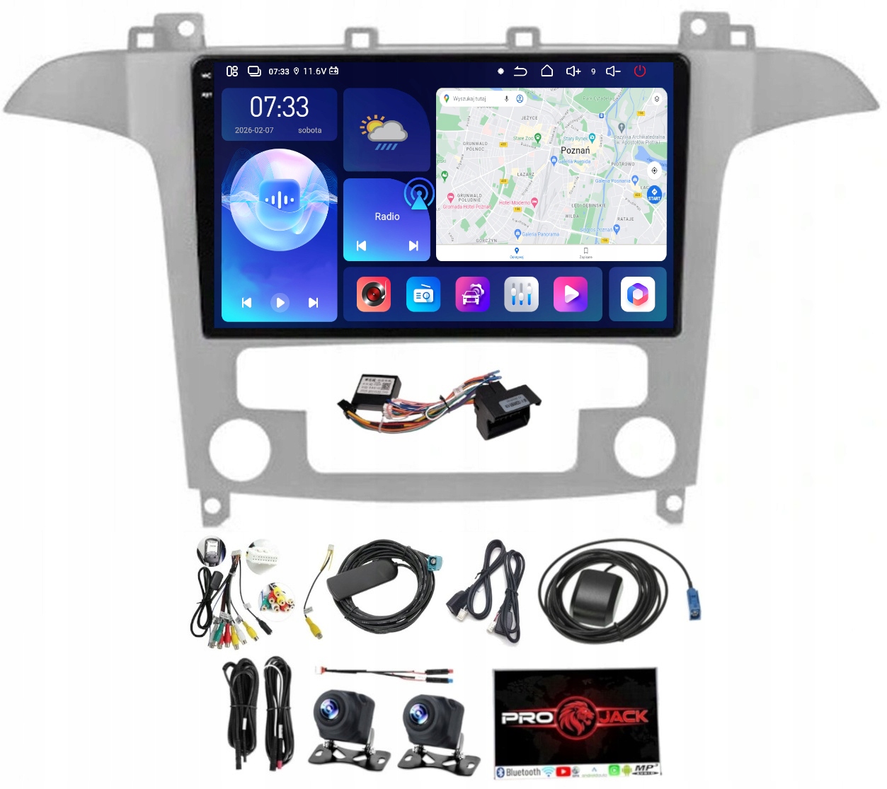 Rádio Android Ford Smax Galaxy 06-15 Carplay Wifi Usb 6/128GB Modem Sim