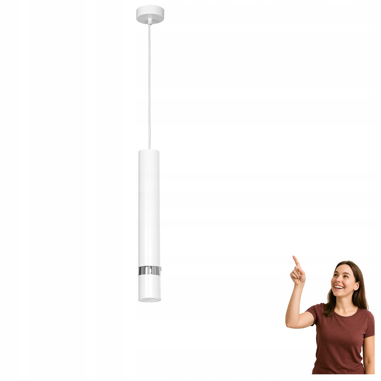 Závěsná lampa bílá tuba Reno 9489 Luminex