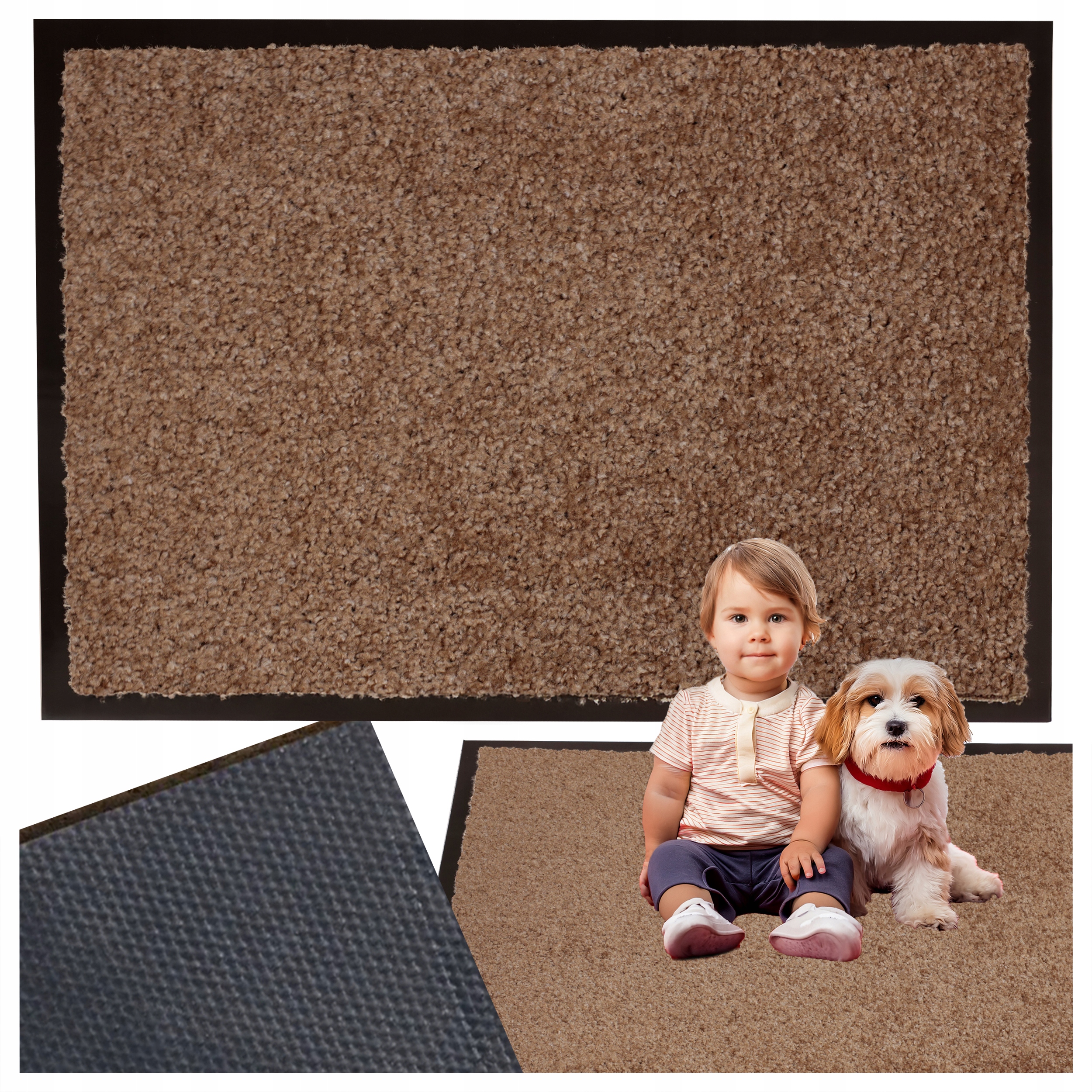 Protiskluzová rohožka 90 x 150 cm s okrajem je připravena pod vchodové dveře