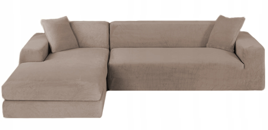 

Pokrowiec Narożnik Kanapę Welur Szary Beż 190-230