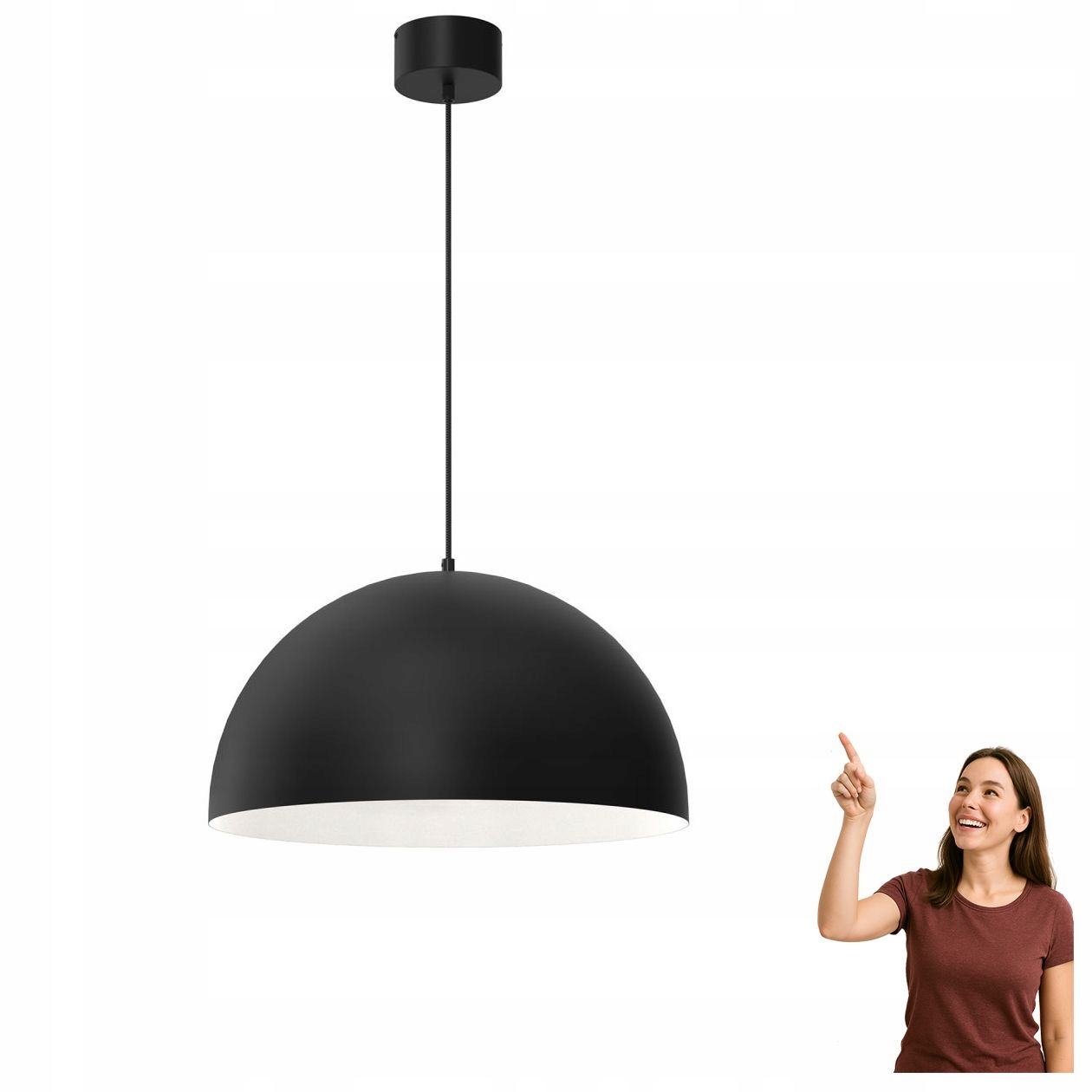 Černá kovová závěsná lampa Single 3003 Luminex