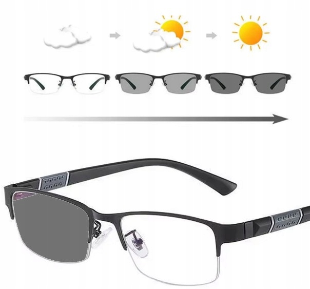 Okulary Fotochrom Korekcyjne przeciwsłoneczne anty blue minusy -0.5