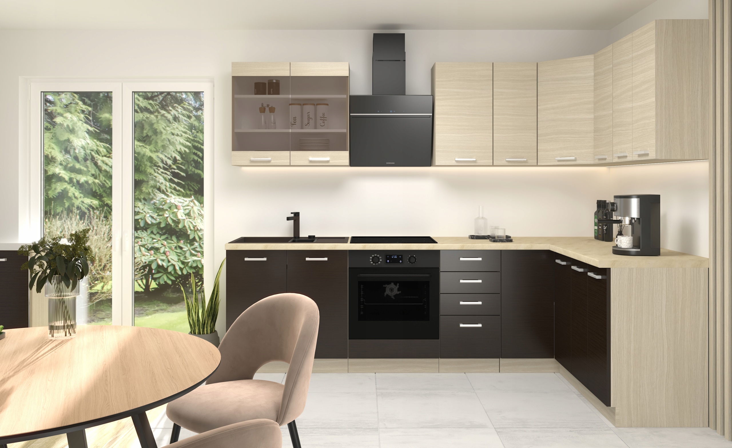 Szafka kuchenna dolna CHAMONIX 80 D 2F BB LEGNO CIEMNE / DĄB FERRARA Kod producenta CHAMONIXLEGNOCIEMNEFERRARA80D2FBB