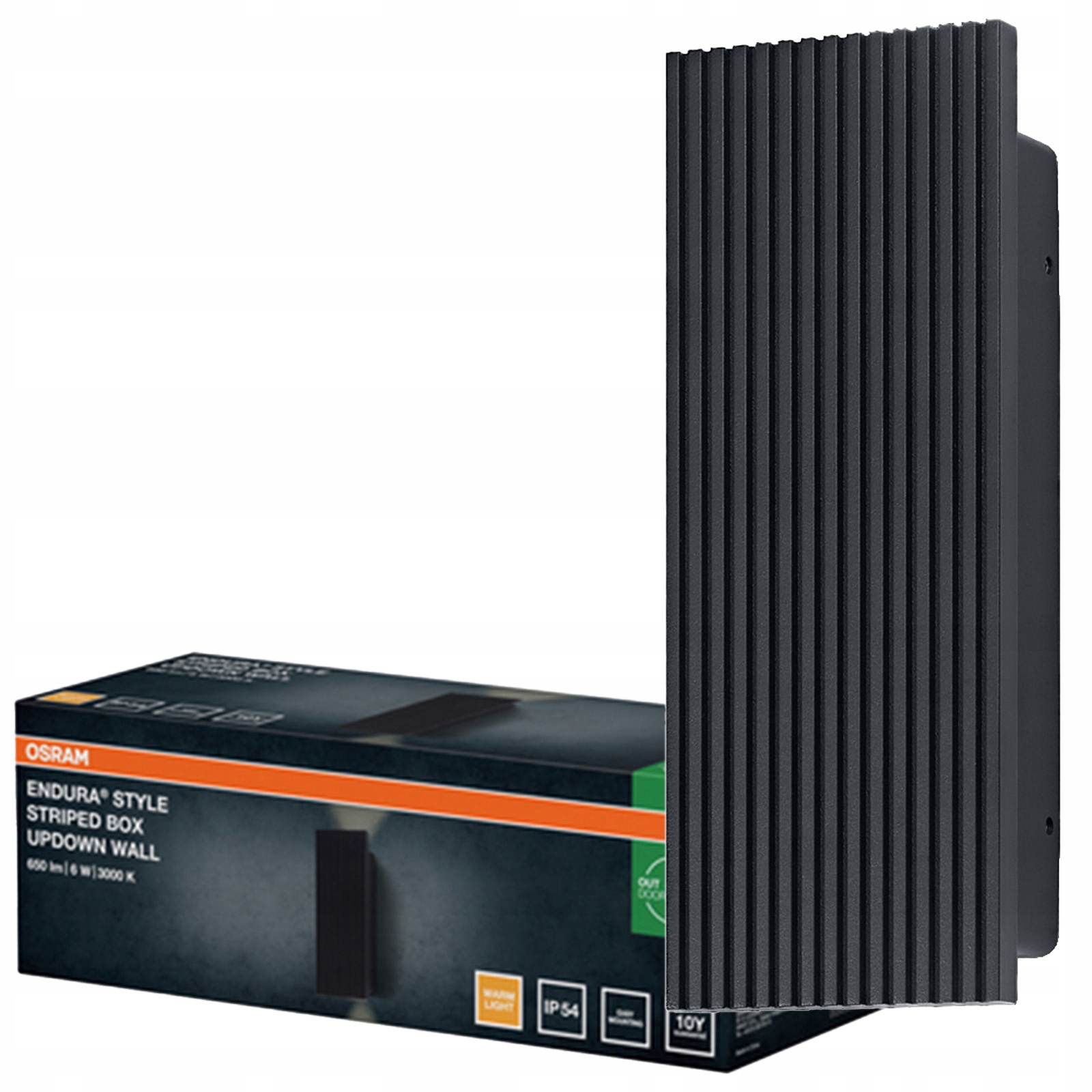 Zahradní nástěnné svítidlo Fasádní lampa Rryflovaná Led 12W 3000K IP54 Osram