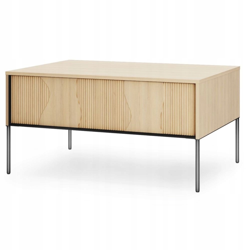 Stolik kawowy prostokątny z szafką i wnęką 100x70 cm czarny dąb ryfle FW-05