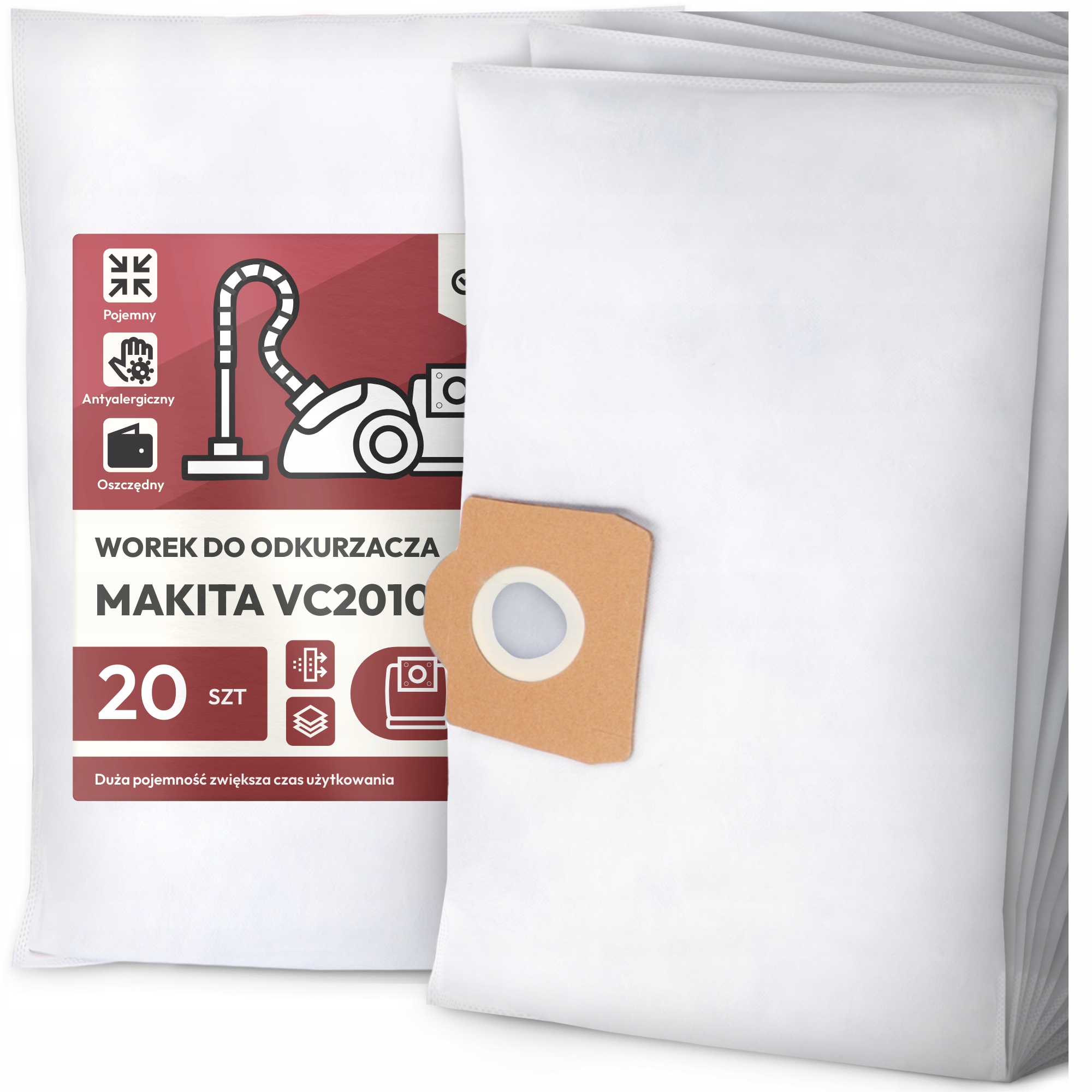 20 x Sáček do Vysavače Makita VC2010L Syntetický Textilní Prostorný Sáčky