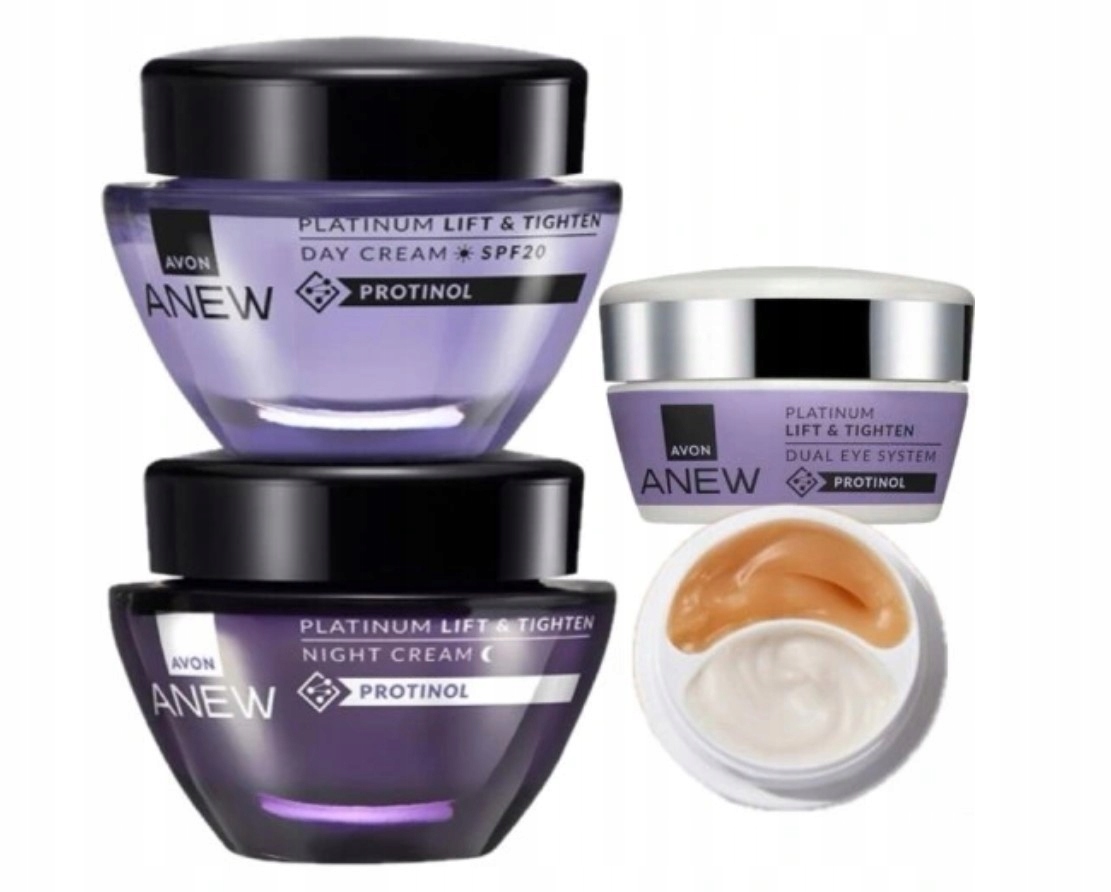 Anew Zestaw Platinum z Protinolem 3w1 Krem na Dzień, na Noc, pod Oczy