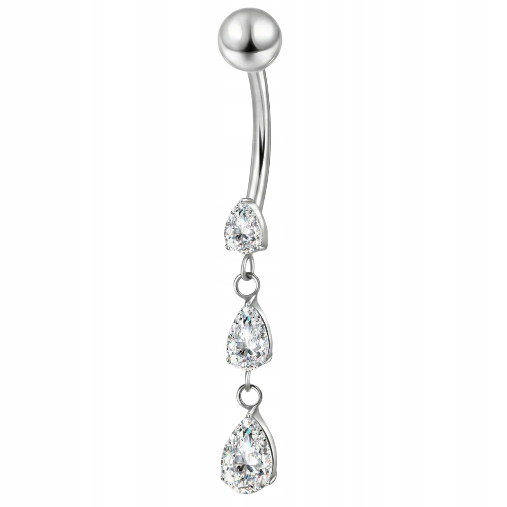 Titanový Piercing do pupíku Přívěsek Zirkony Přívěsek 1.6x10 Stříbrný Titan