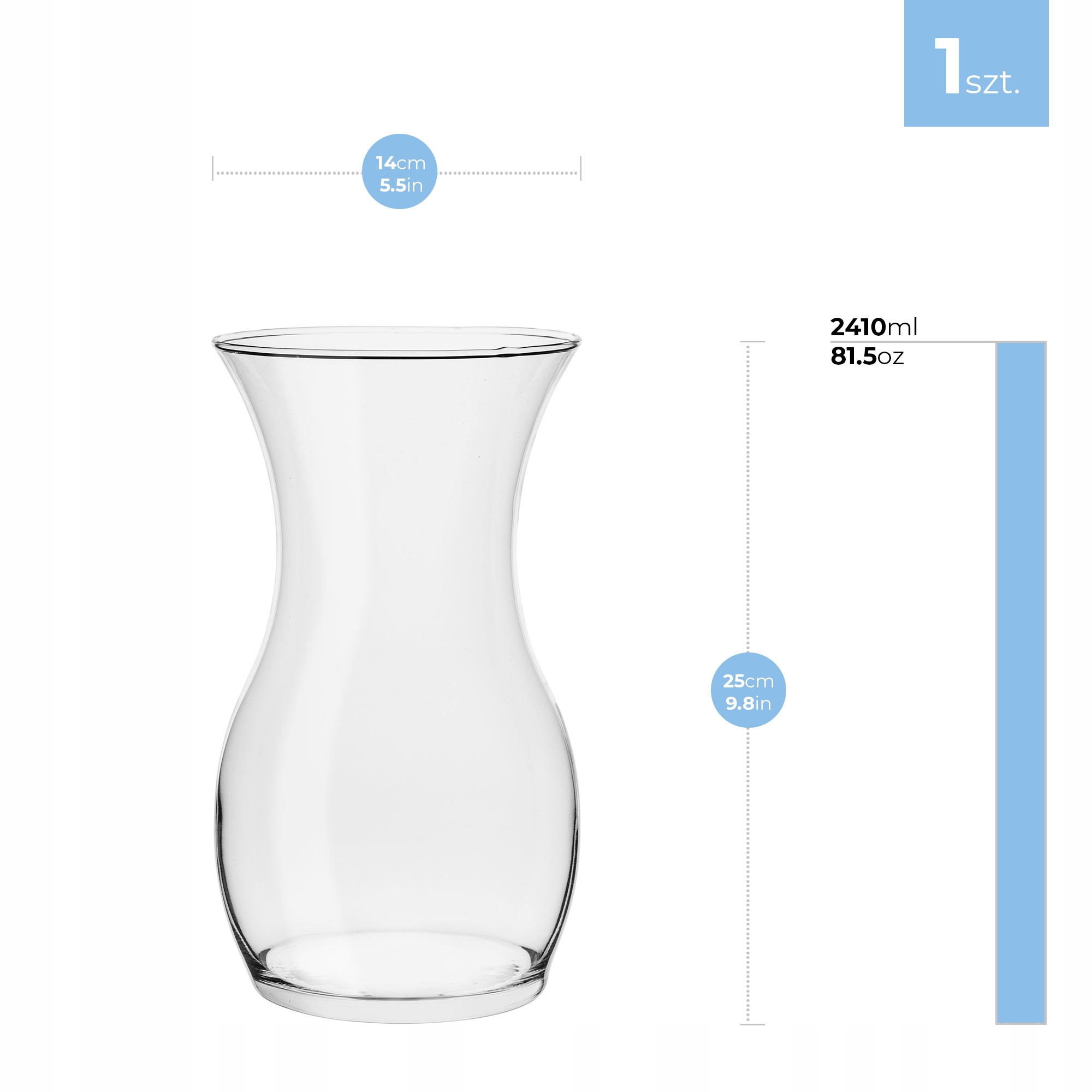 WAZON Szklany Na Stół DEKORACJA DO DOMU BIURA H 25 cm Przezroczysty Flakon Stan opakowania oryginalne