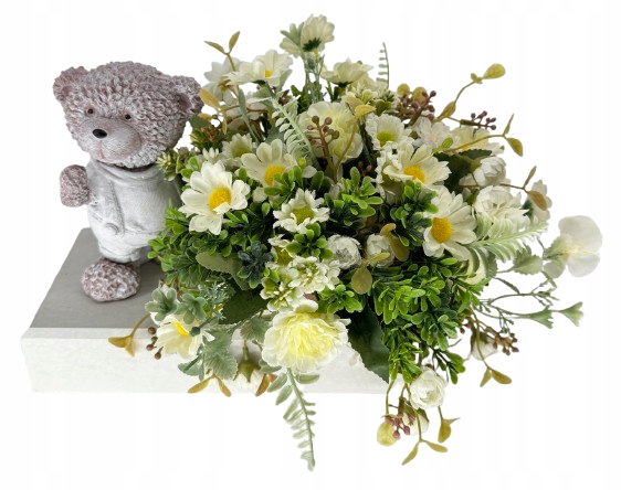 Ručne vyrobená dekorácia na detský hrob, betónový medvedík, chlapec všetkých