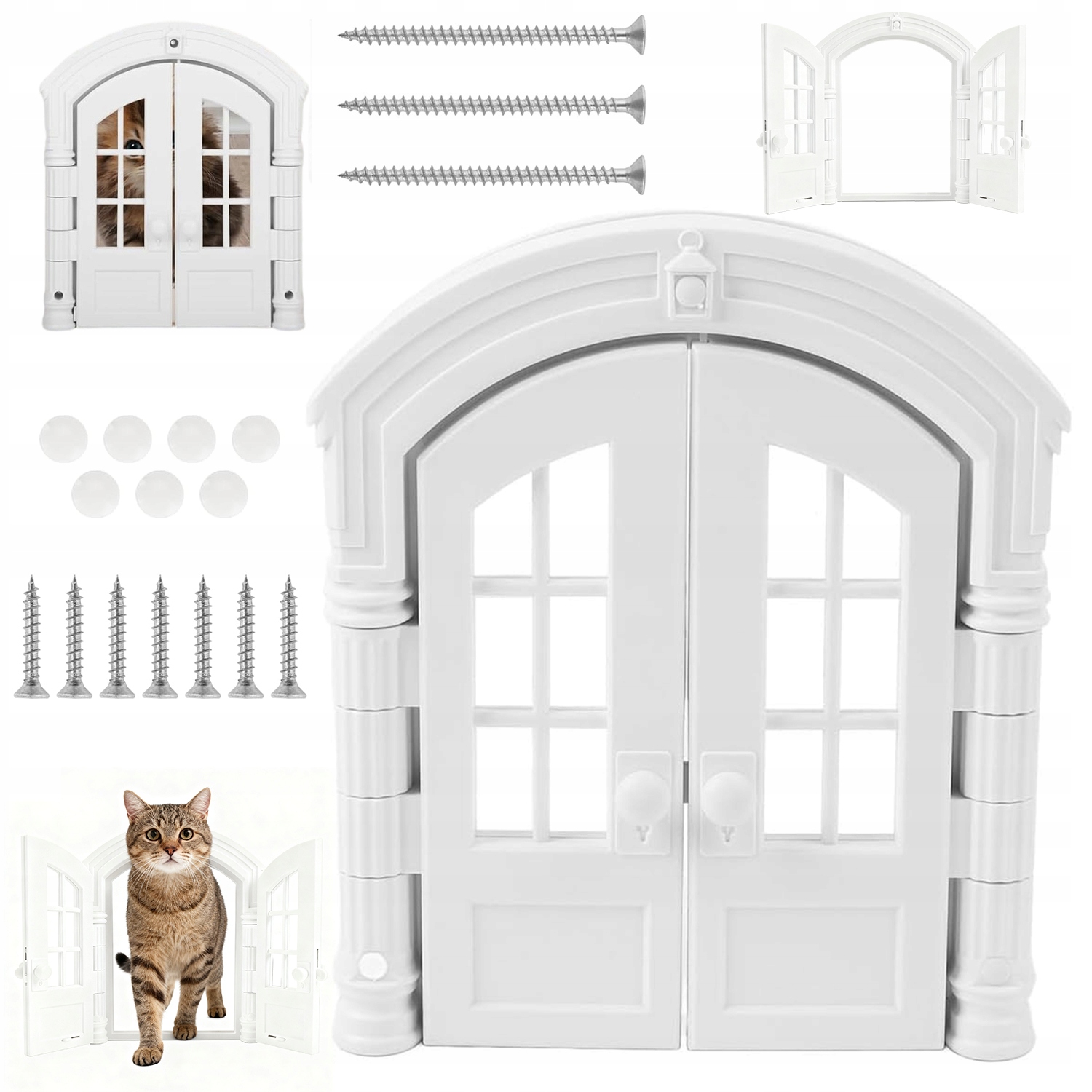 Levně Klapka Pro Kočky Dvojité Dveře Průhledné Okénko Bezpečnostní Zámek