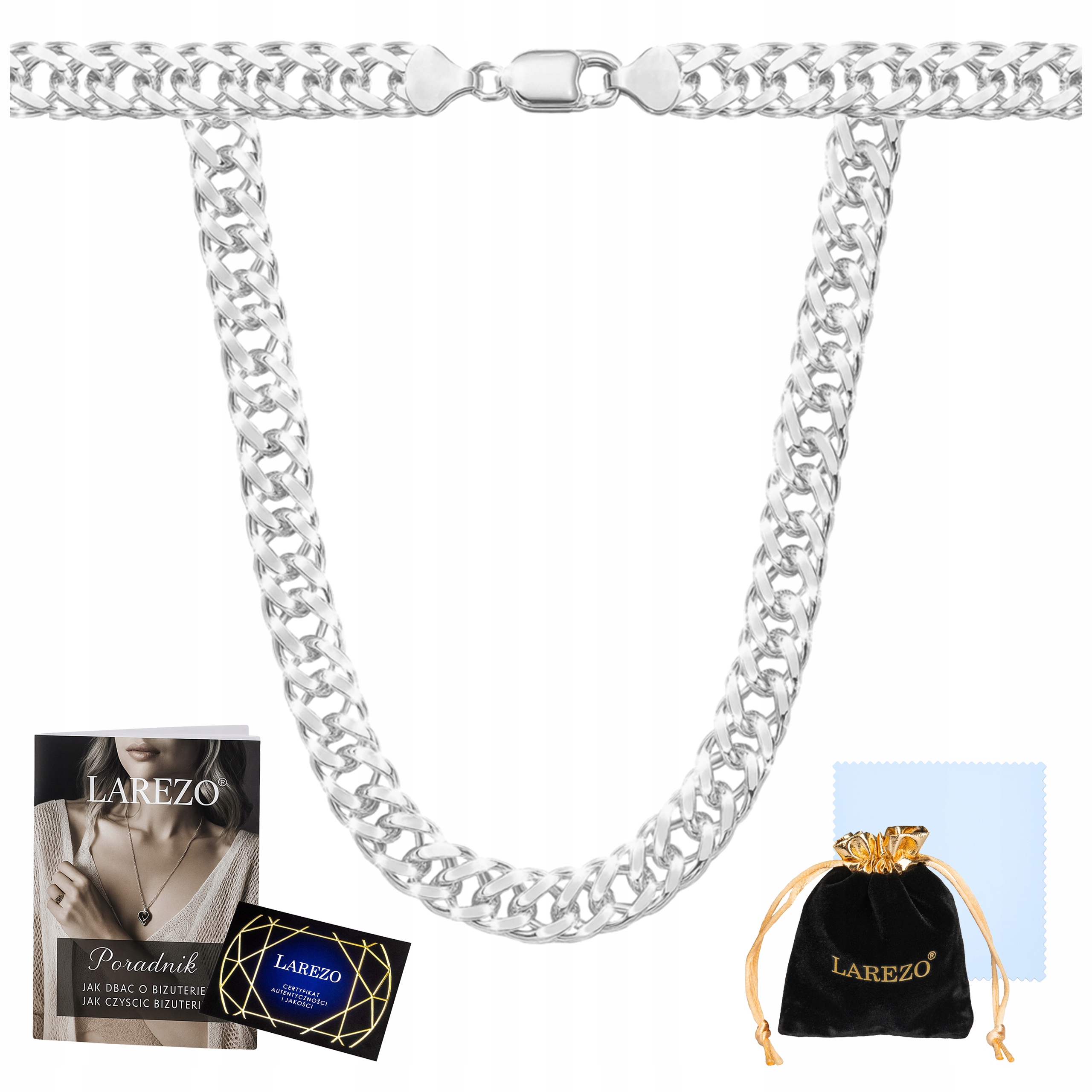 Stříbrný Řetízek Pánský Rombo 60 cm Dvojitá Pancr Plný Silný Řetěz