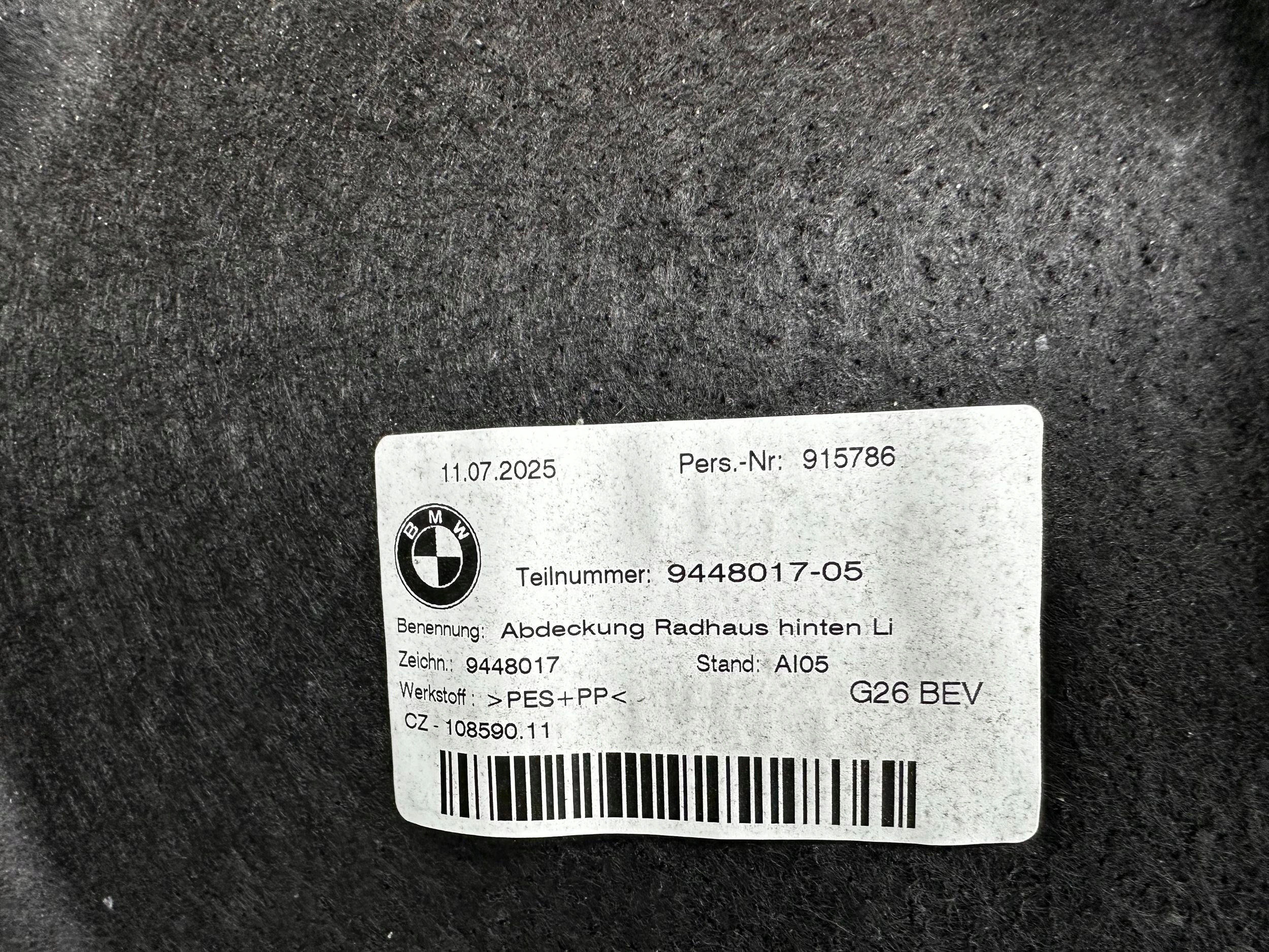 mudguard rear. rear part side left BMW i4 G26 9448017