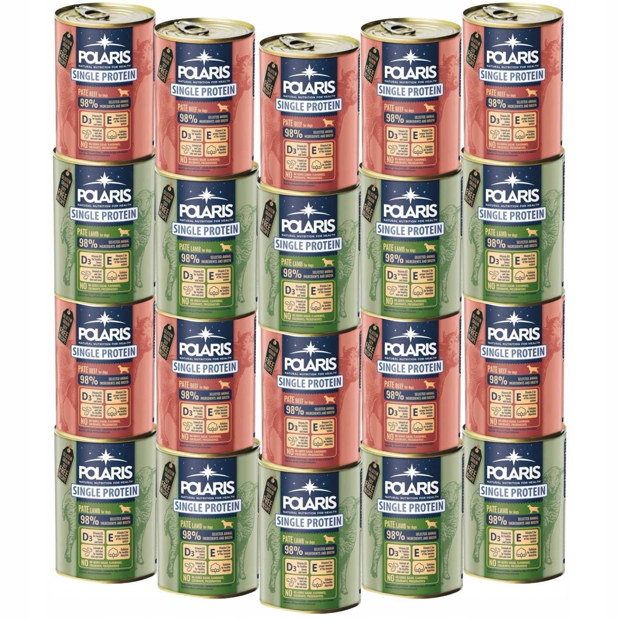 Levně Polaris Vlhké Krmivo Pro Psy Sada 20X400G Paštika Hovězí Jehněčí Maso MIX