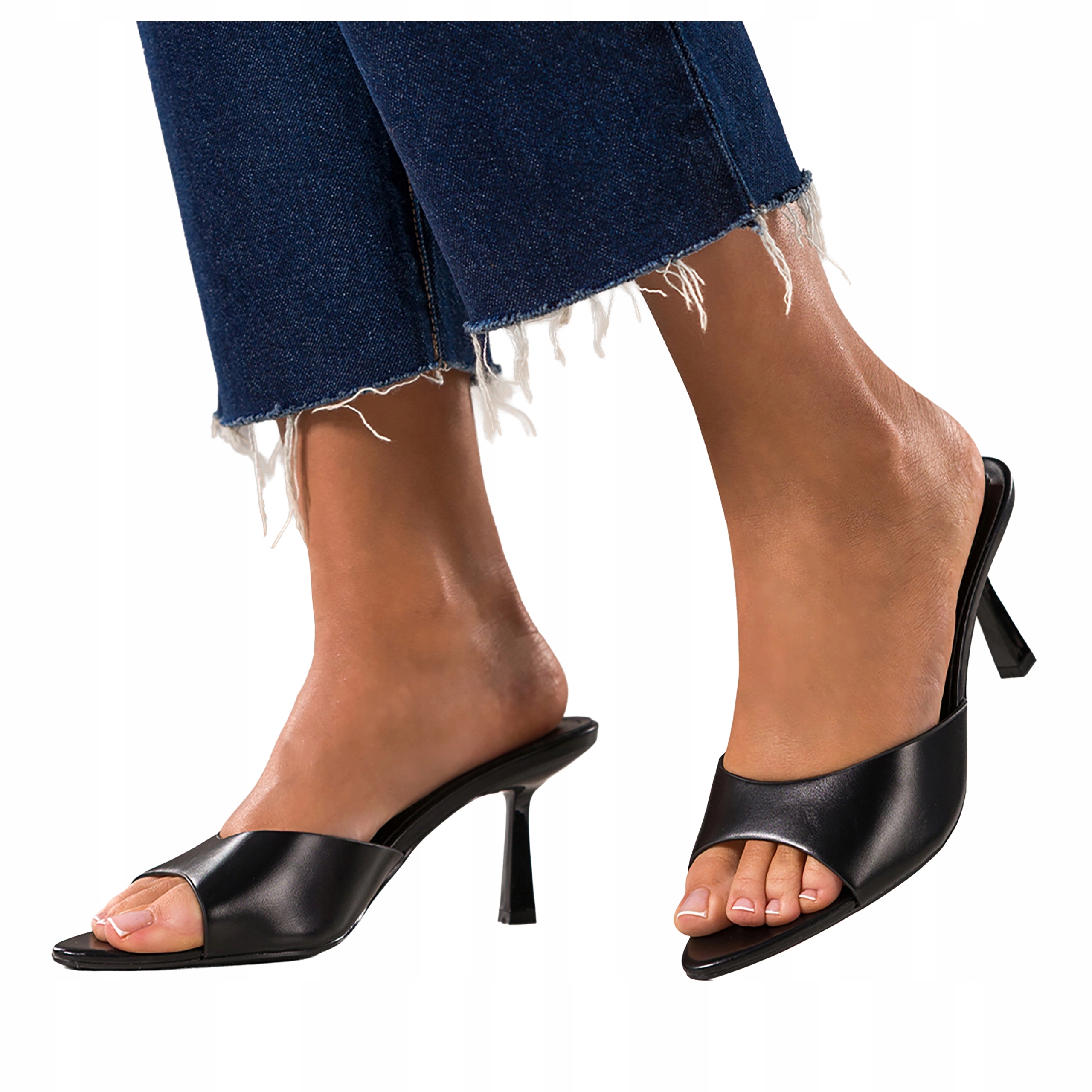 Nazouváky Černé Dámské Podpatek Sklenička Venkovní Špičatý Nosek Pohodlné vel 37