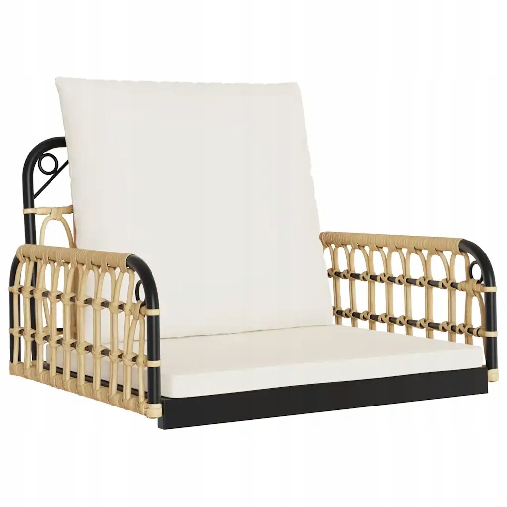 Zahradní houpačka s polštáři, Pe ratan, Ocel, hnědo-černá, 60x58x39 cm