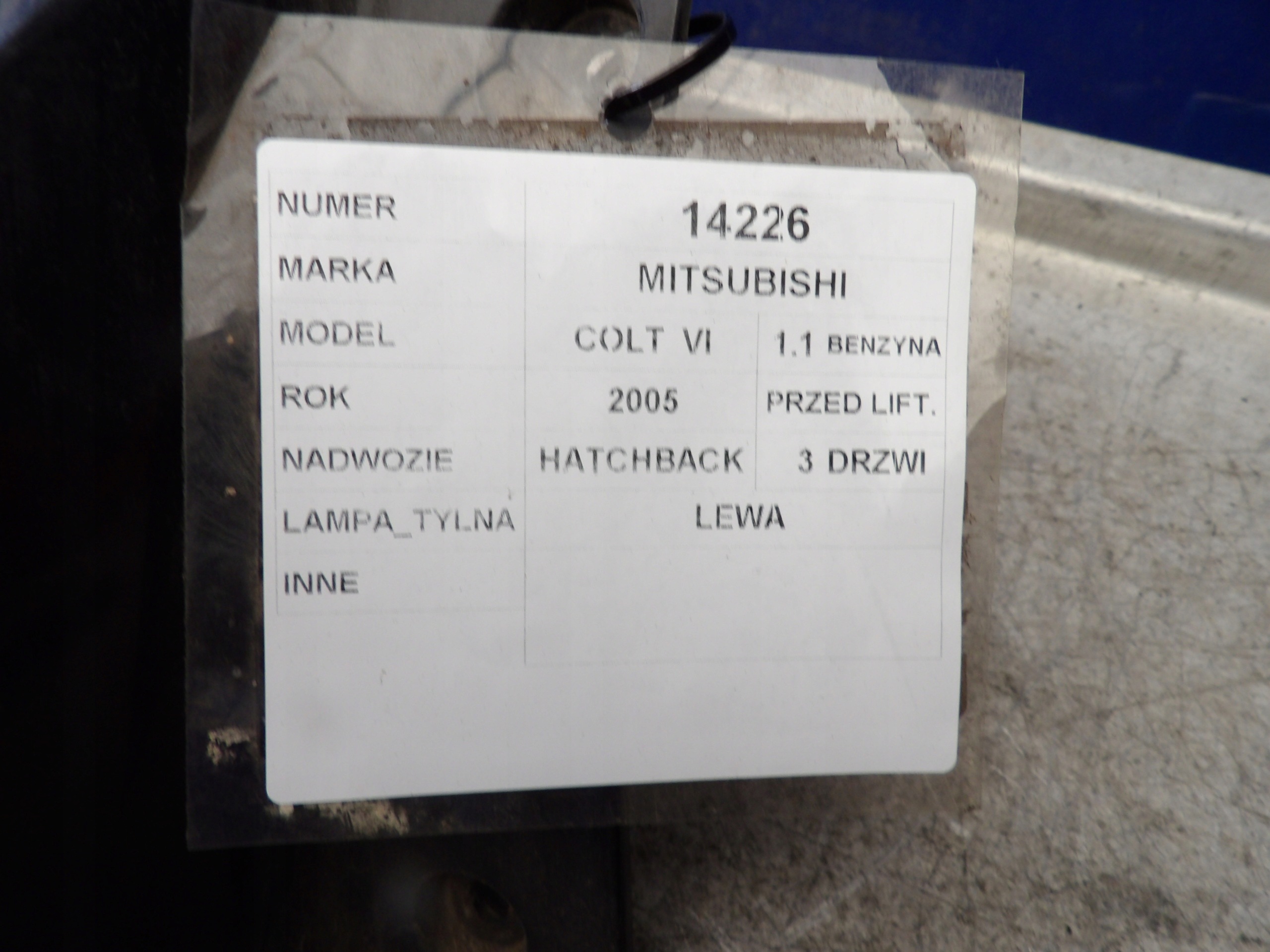 Mitsubishi Colt VI light rear left