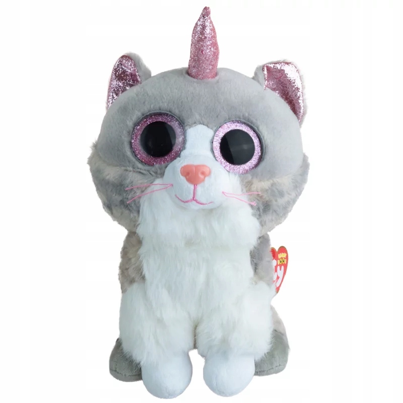 

Maskotka Kotek Ty Z Brokatowymi Oczami Rogiem 24CM