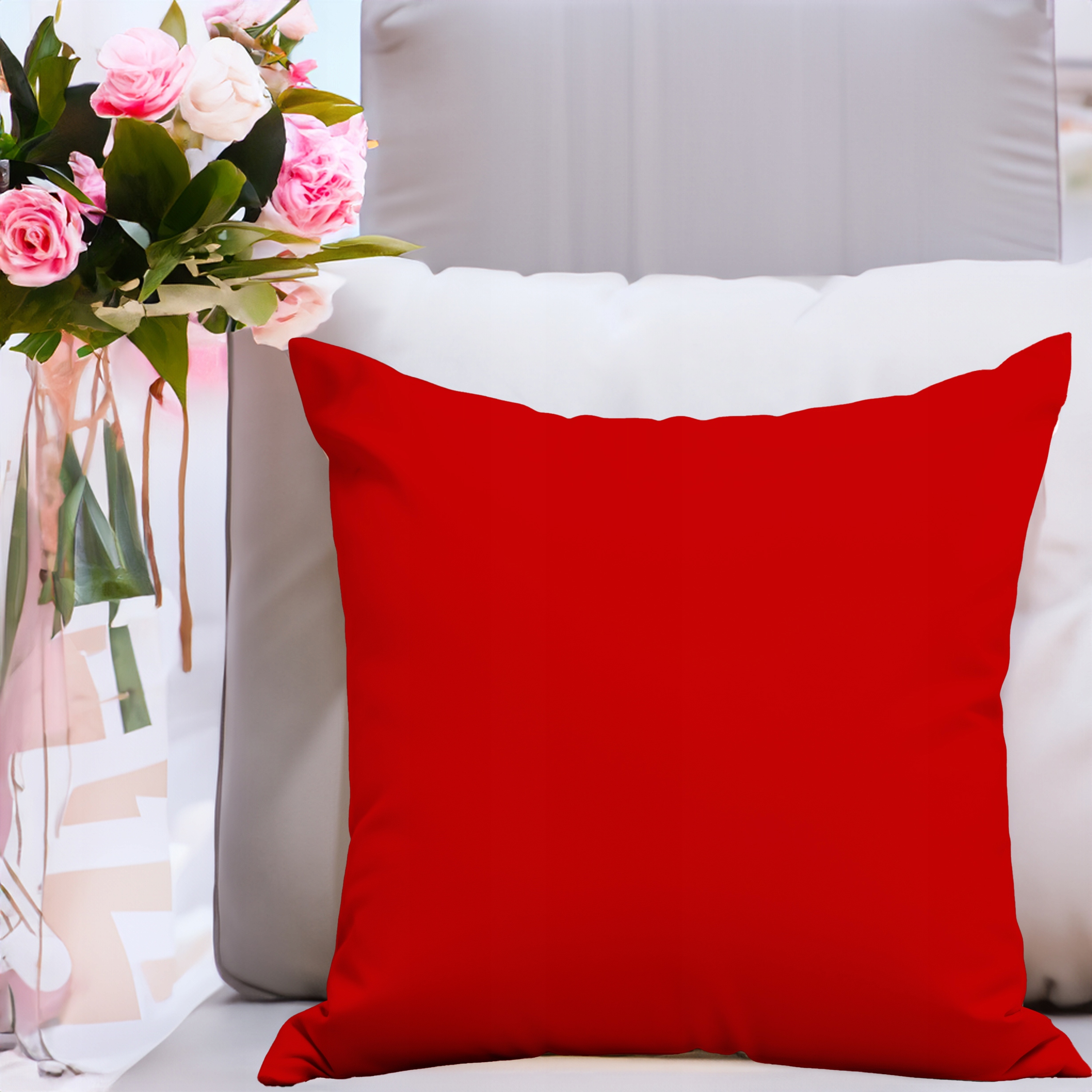 POSZEWKA DEKORACYJNA 40x40 JASIEK SATYNA BAWEŁNIANA NA PODUSZKĘ CZERWONY Stan opakowania oryginalne